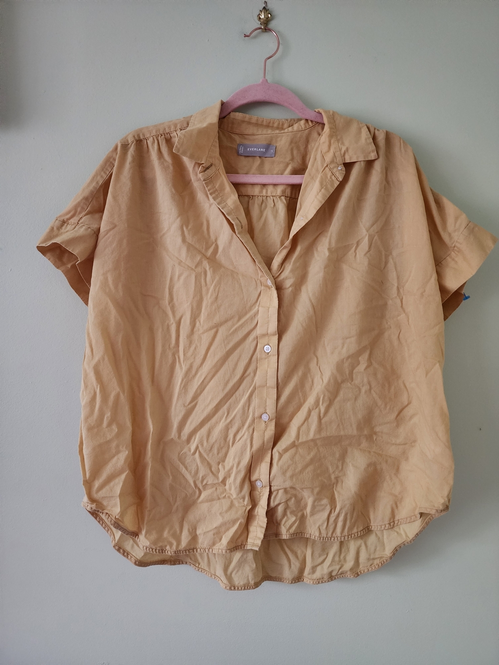 Everlane Short-Sleeve Button-Front Shirt - Light Yellow